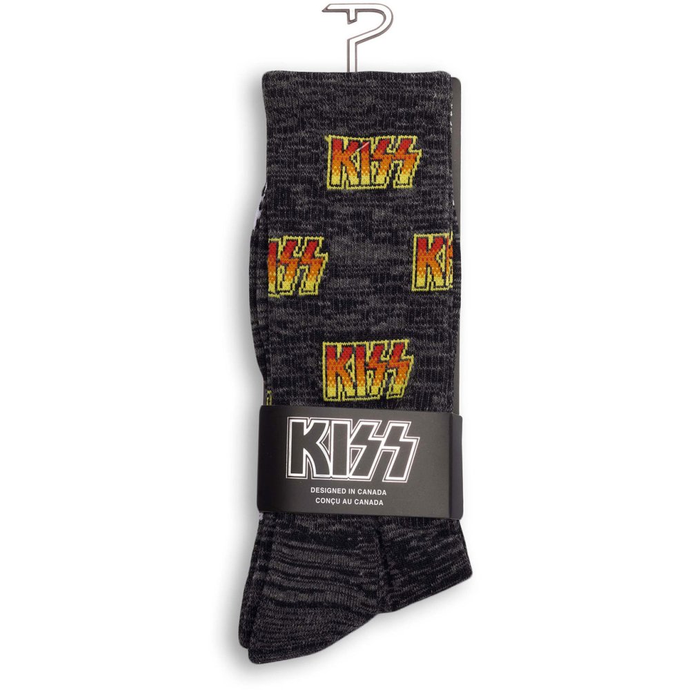 Kiss - Allover Logo Socken - Schwarz/Grau